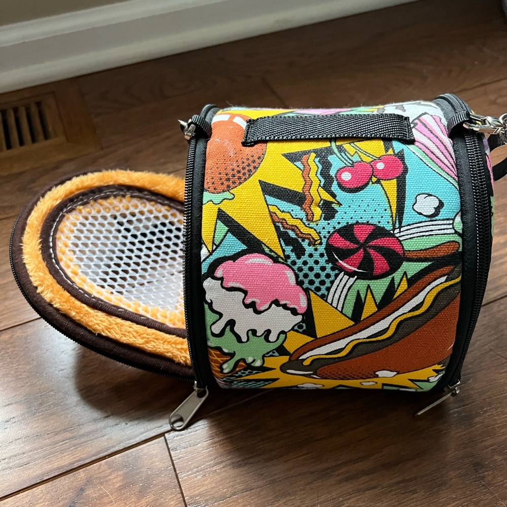 Colorful Pet Carrier with Cartoon Design